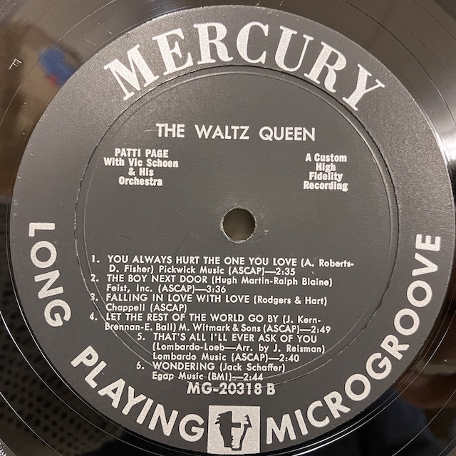 ●即決VOCAL LP Patti Page / the Waltz Queen Mg-20318 jv4374 米オリジナル、黒銀Dg Mono パティ・ペイジ_画像2