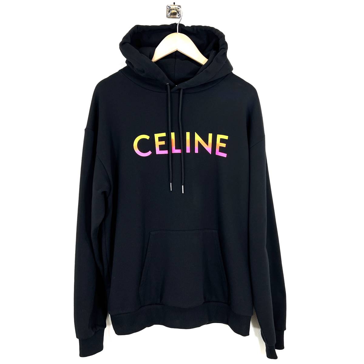 【国内正規】CELINE グラデーション プリント ブラック XL コットン ルーズ フーディ パーカー 2Y753670Q セリーヌ_画像1