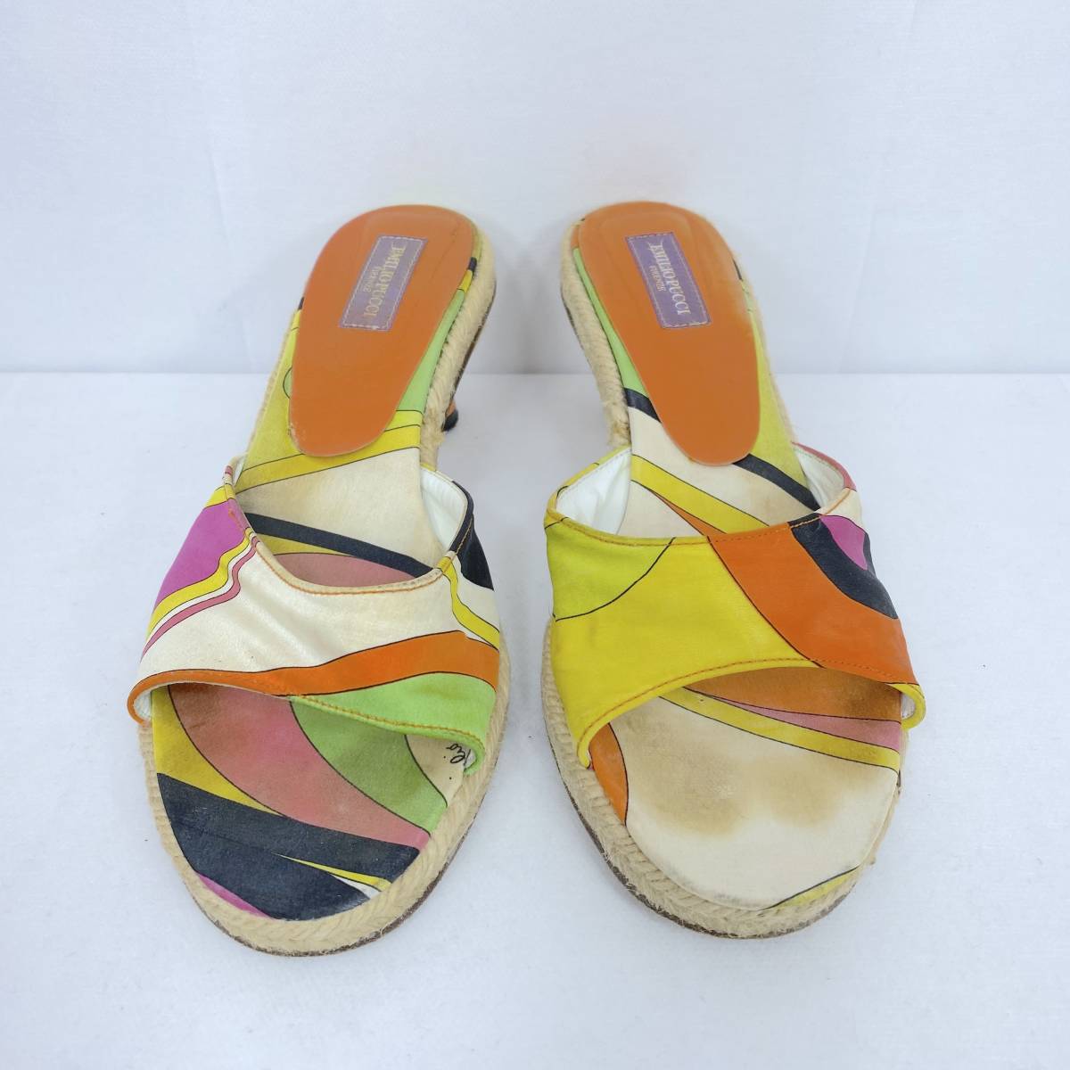 EMILIO PUCCI size36 23cm サンダル オレンジ 総柄 エミリオ プッチ_画像5