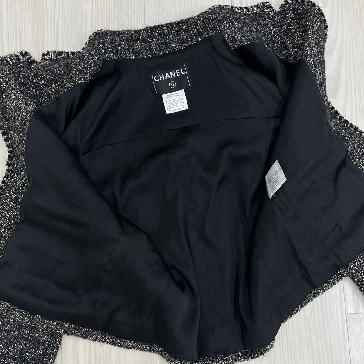 高級 CHANEL シャネル 04A P24398V14928 COCO ココボタン 裾チェーン ツイードジャケット レディース