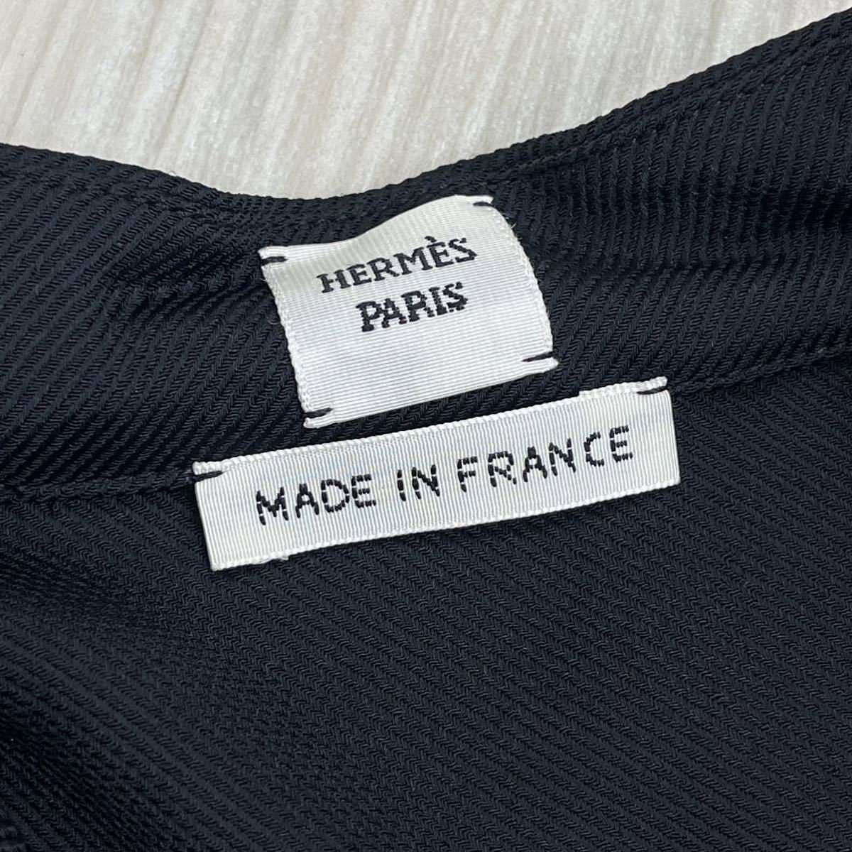 美品 HERMES エルメス 2021年モデル レーヨン シルク混 スタンドカラー