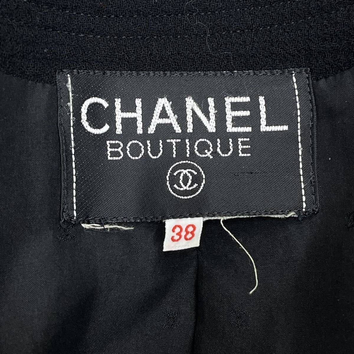 高級 CHANEL シャネル ヴィンテージ 手書きタグ ウール ノーカラージャケット＆スカート セットアップ スーツ