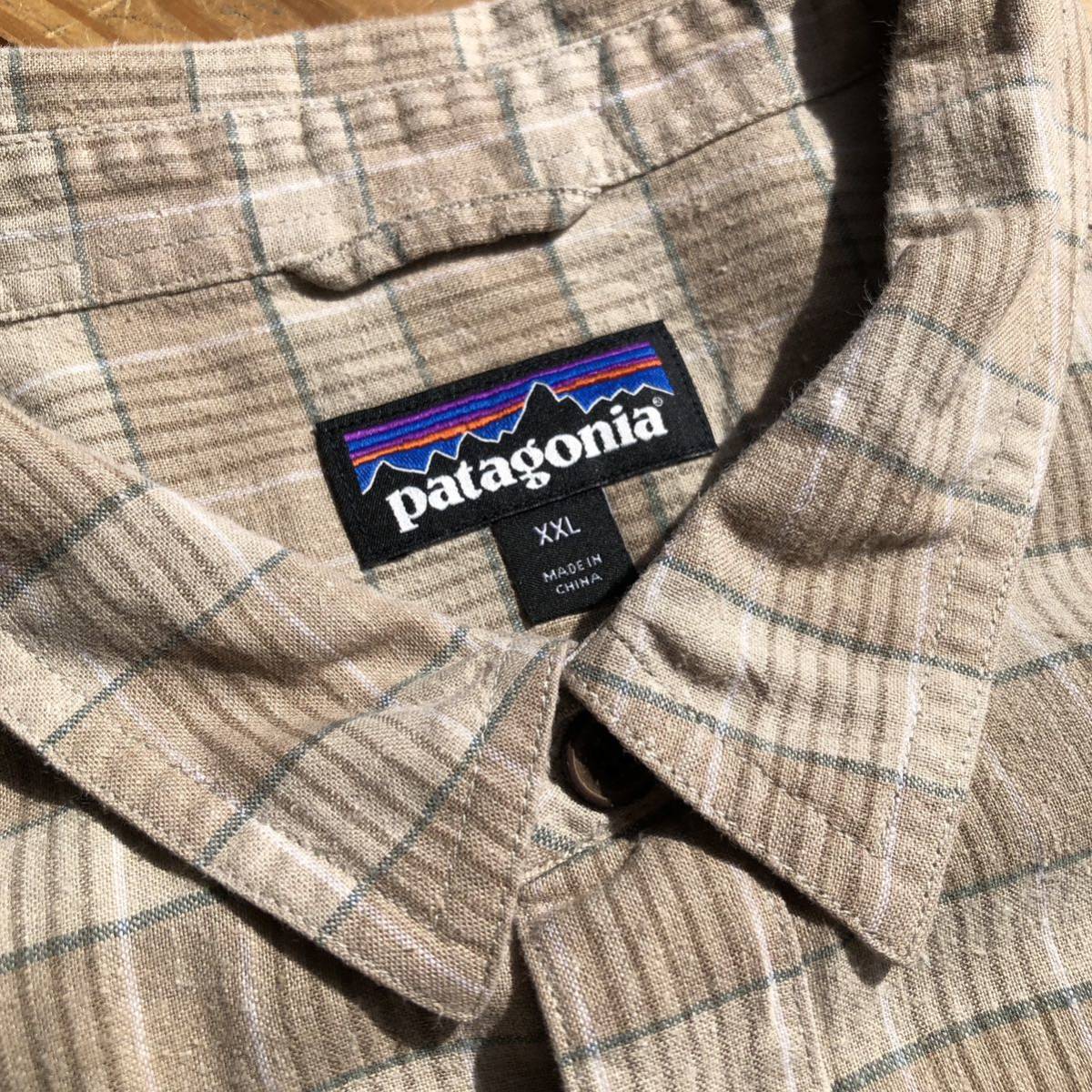 USA古着 patagonia パタゴニア 半袖シャツ メンズ XXL オーク チェック柄 ビッグサイズ アウトドア アメカジ WORN WEAR T1820_画像4