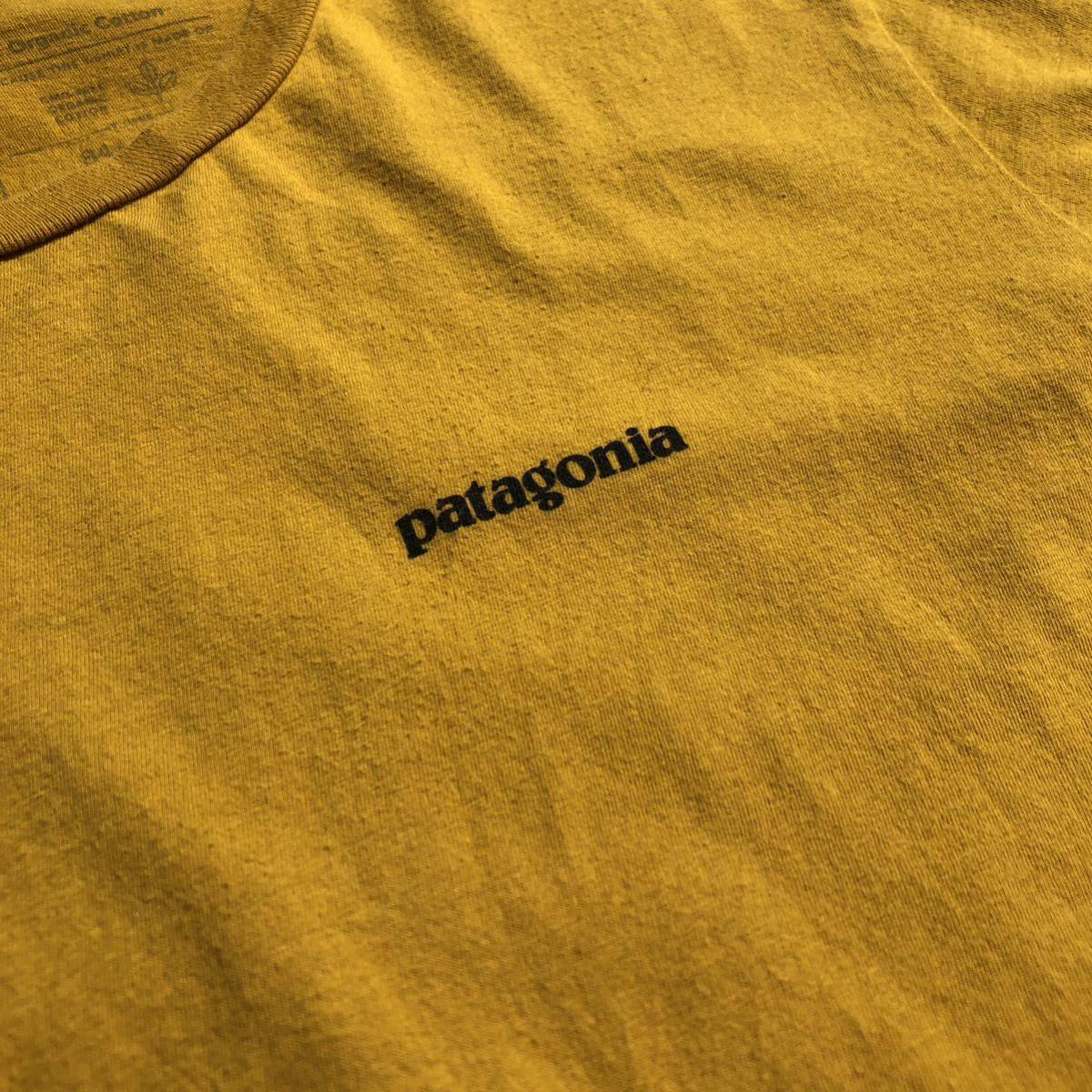 USA 古着 美品 patagonia パタゴニア Tシャツ 半袖 メンズ Sサイズ イエロー 背面ロゴ オーガニックコットン アウトドア アメカジ T1858_画像6