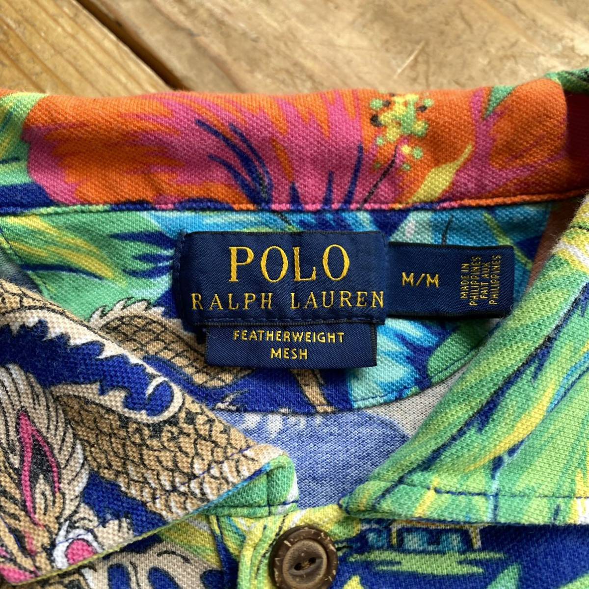 USA б/у одежда POLO RALPH LAUREN Polo Ralph Lauren рубашка-поло короткий рукав мужской M размер карман общий рисунок botanikaru дракон Dragon American Casual T1896