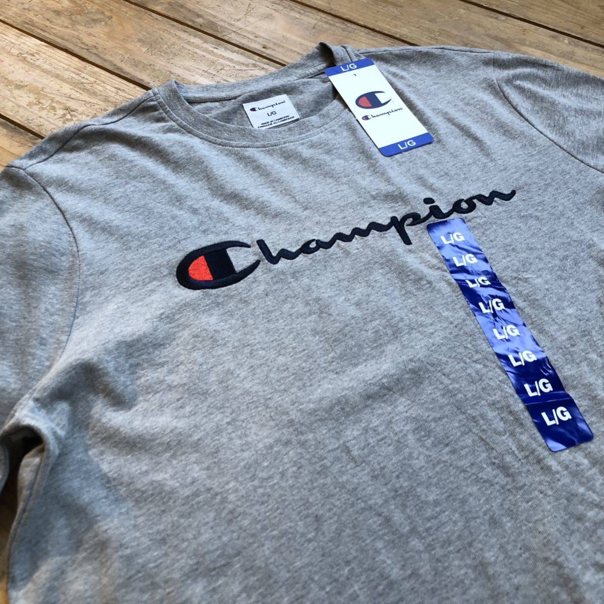 新品 Champion チャンピオン 長袖Tシャツ メンズ Lサイズ ロンT カジュアル ブランドロゴ グレー タグ付き未使用品 アメリカ仕入 T1927_画像6