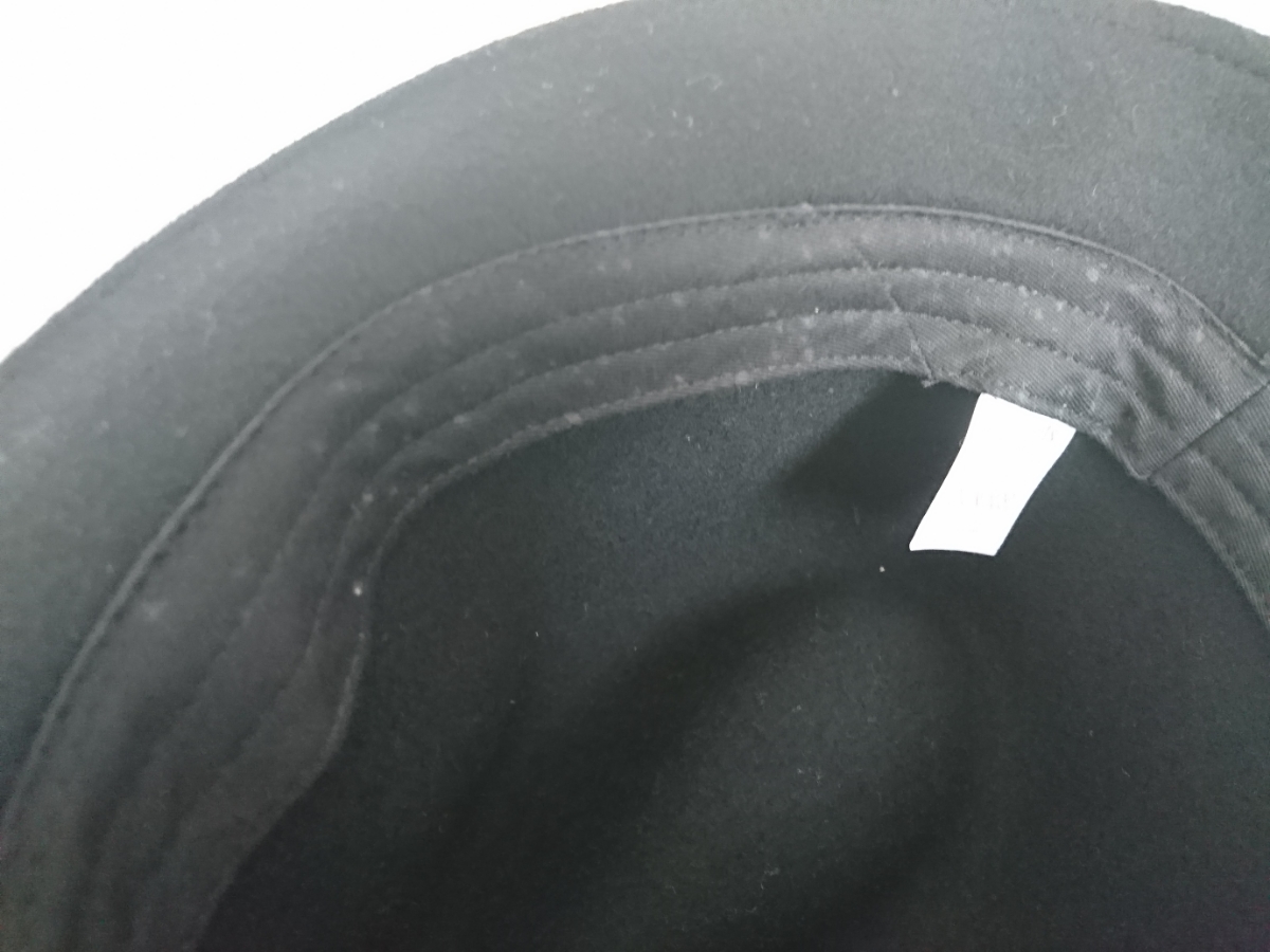 ☆grace hats☆黒系フエルトハット☆中折れハット☆ウール100％☆約57cm☆グレース(株)☆_内側に白い汚れがあります