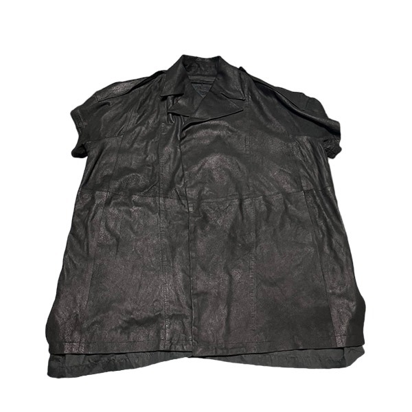 新品】JULIUS 2017 前開き 半袖 シャツ ラムレザー ブラック 2 www
