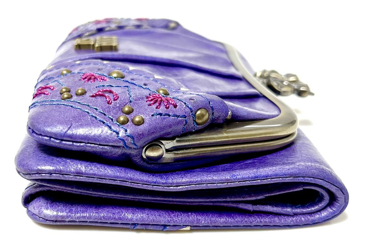 数回使用】ANNA SUI 財布 トークトゥーハー 猫 ねこ 紫 パープル-