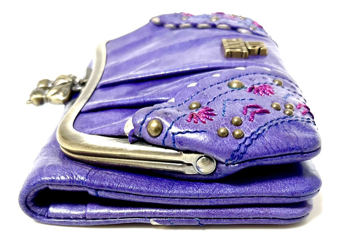 数回使用】ANNA SUI 財布 トークトゥーハー 猫 ねこ 紫 パープル-