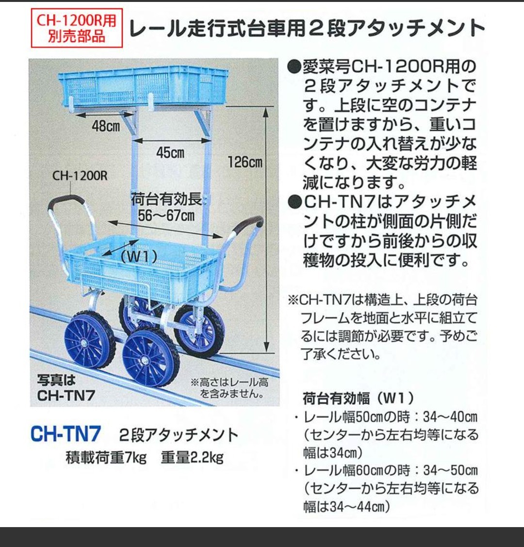 ハラックス 愛菜号 CH-1200R用別売部品 2段アタッチメント ＜CH-TN7