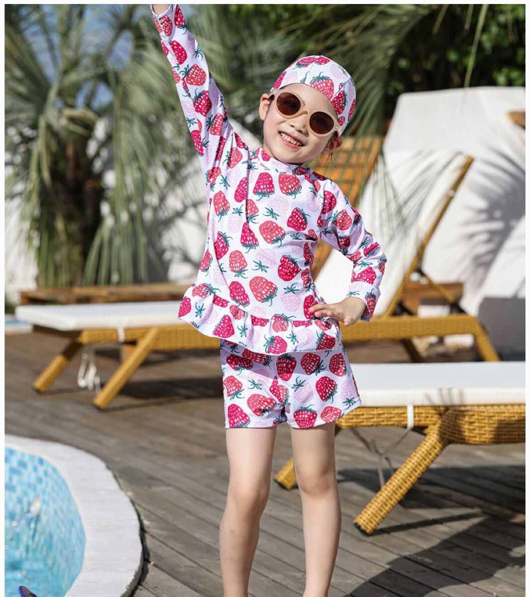 新品 未使用 3点セット ラッシュガード 120 女の子 110 セット キッズ