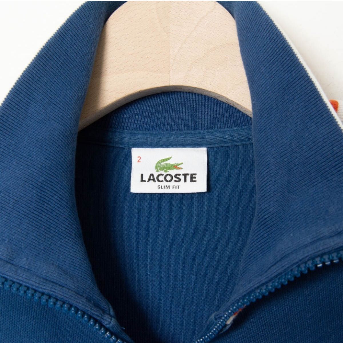 LACOSTE ラコステ トラックジャケット ブルー 青 メンズ 2 コットン スウェット 刺繍 ビッグロゴ 