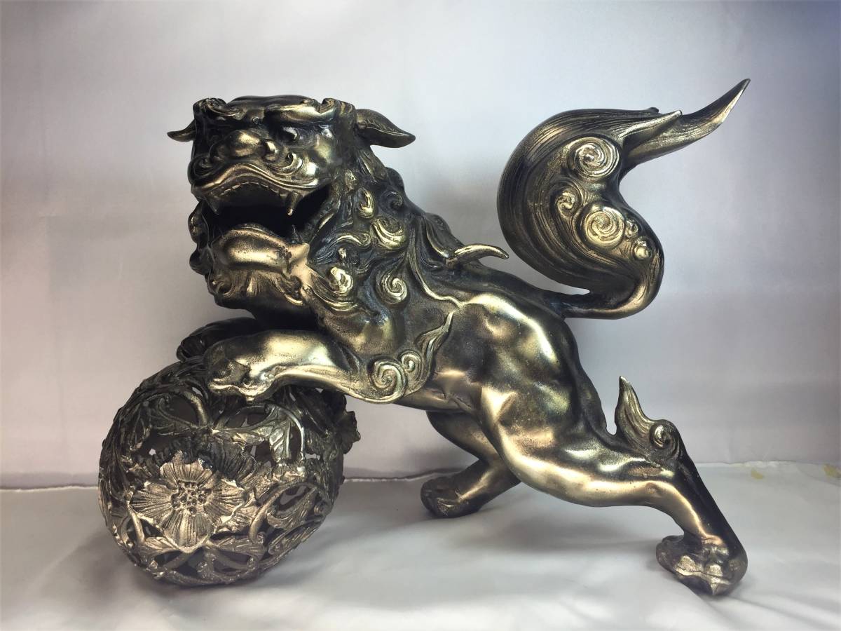 セール人気SALE】 ヤフオク! - アンティーク 木彫り 飾り金獅子 置物