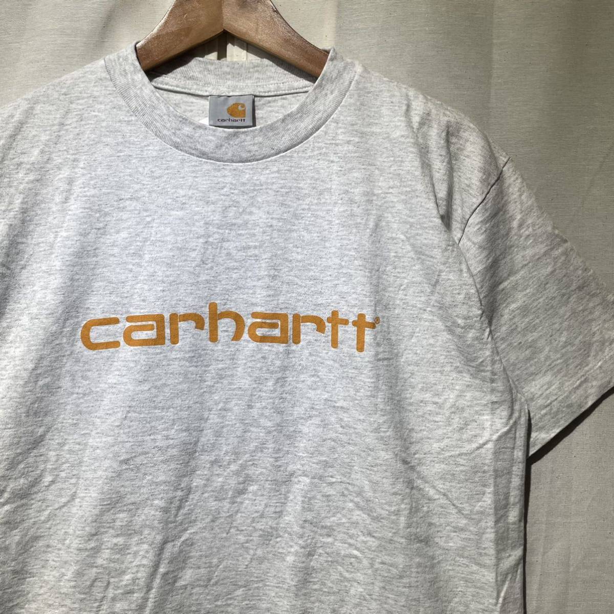 希少! 90s Carhartt USA製 ロゴTシャツ シングルステッチ ヴィンテージ M グレー カーハート_画像1