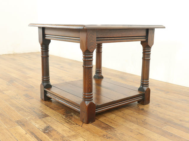 コーヒーテーブル　幅62×奥62×高51cm　正方形　すっきりときれいな印象　ウッドトップ　イギリス家具　アンティークフレックス　58268_画像2