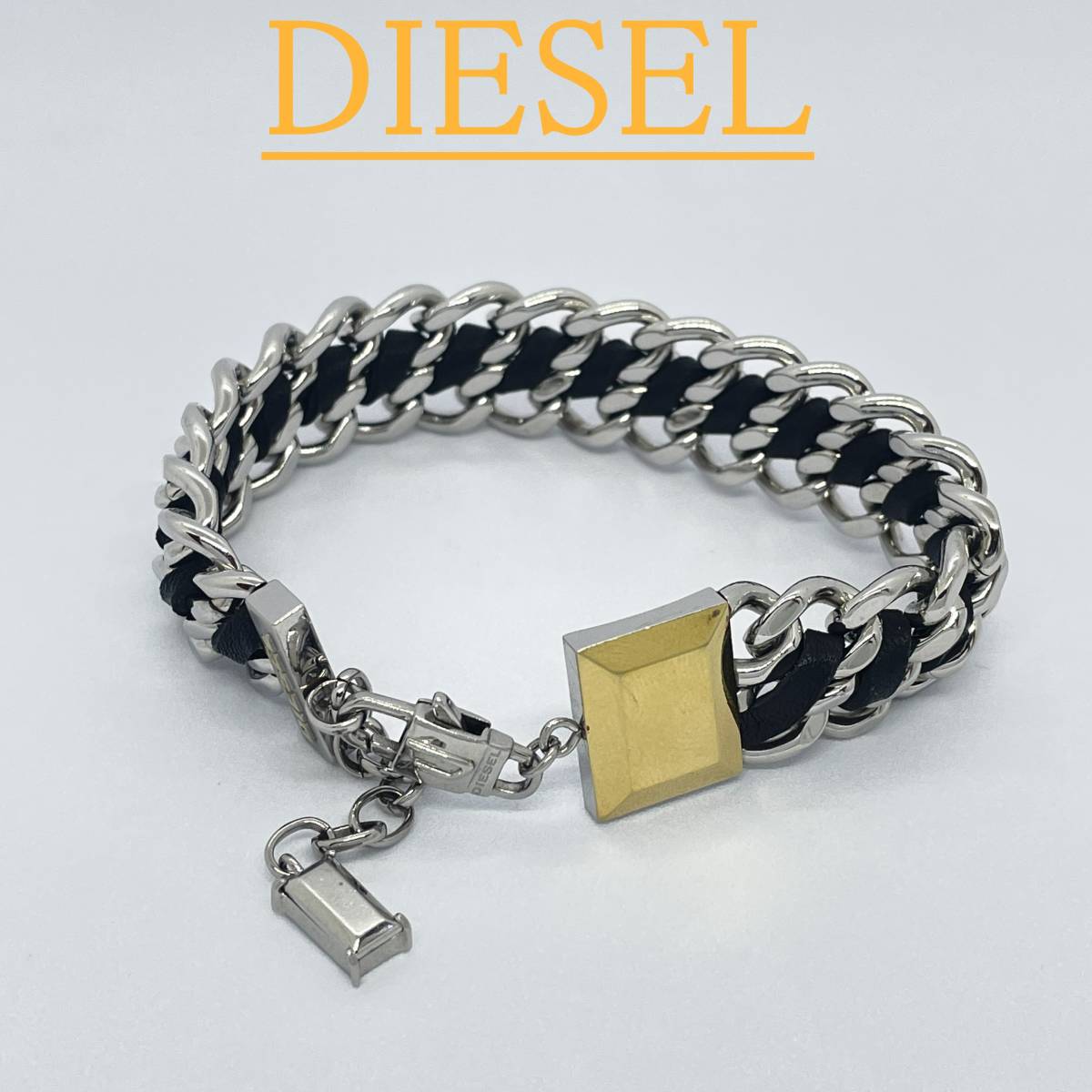 美品】DIESEL ディーゼル ブレスレット シルバー 黒|PayPayフリマ
