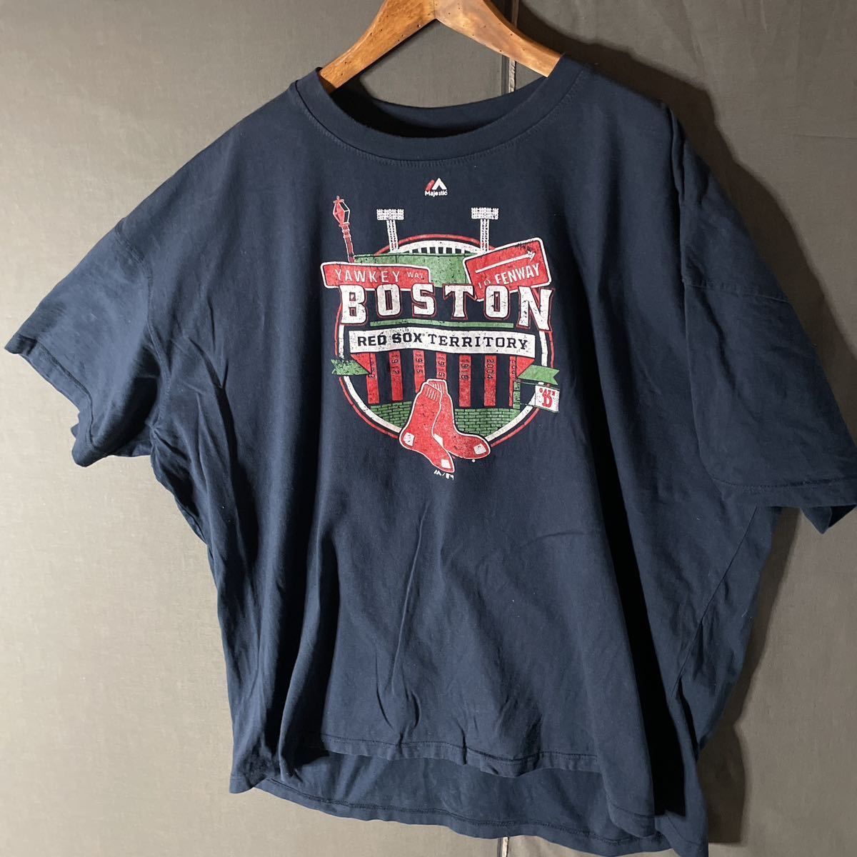 送料無料 ■Majestic/MLB■Boston RED SOX■ビッグサイズ2XL プリントTシャツ チーム半袖Tシャツ Over SizeT_画像2