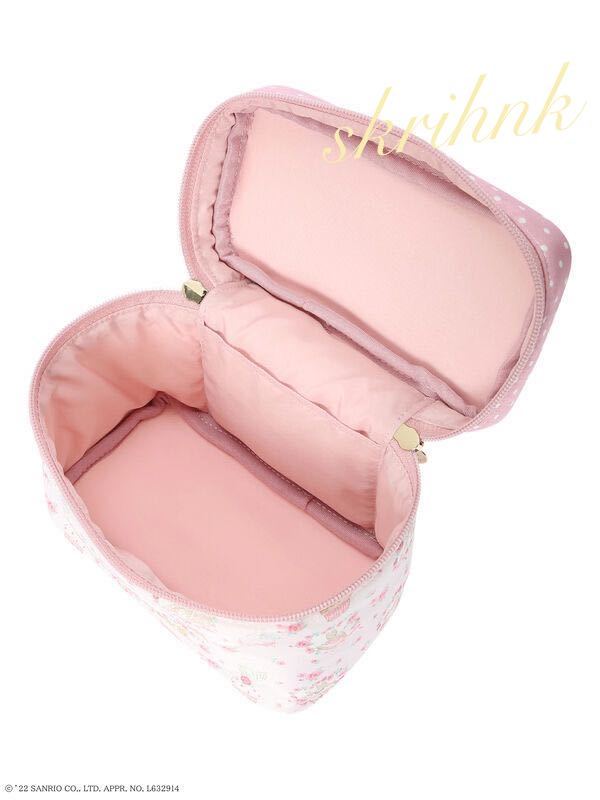 ☆メゾンドフルール☆マロンクリーム☆限定コラボ☆Marroncream スクエアポーチ☆ピンク☆新品タグ付き☆サンリオ☆リボン☆バニティー☆