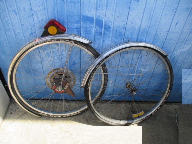 昭和 レトロ　26インチ自転車前、後輪　セット　泥除け付き（上20）_画像1