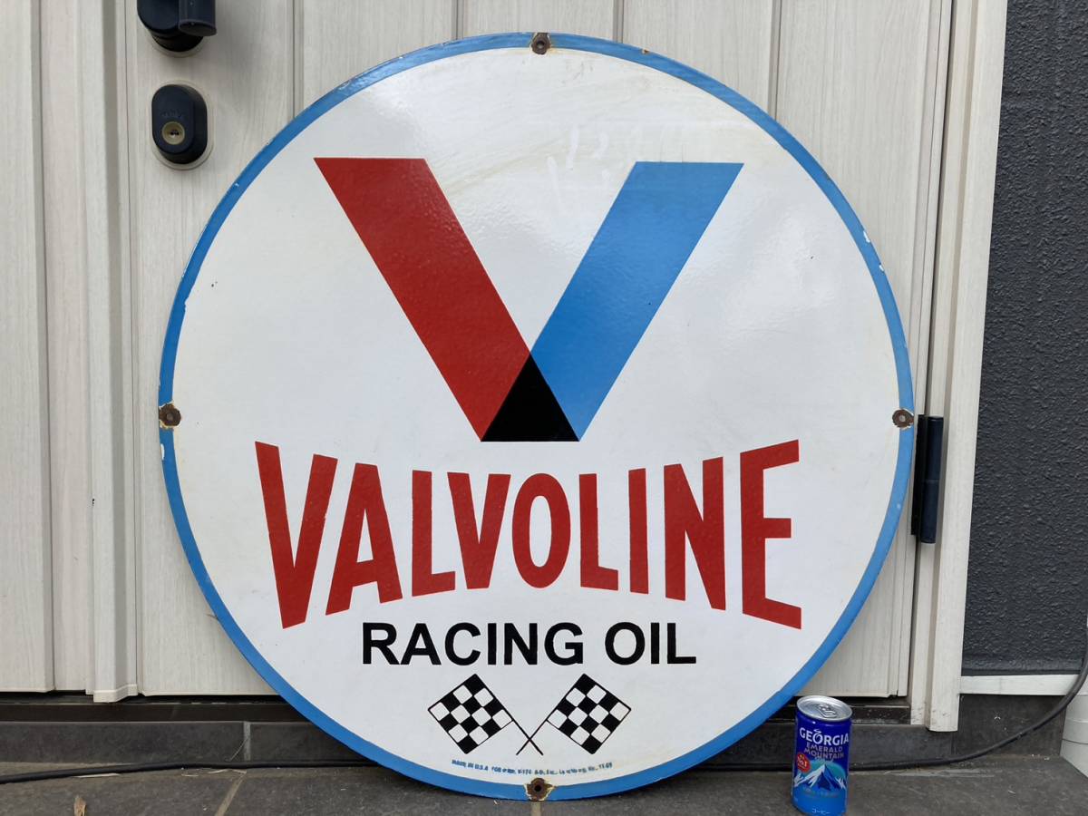 ビンテージ 大型看板 バルボリン Valvoline 直径76cm / ホーロー看板 アンティーク アメリカ 世田谷ベース 昭和レトロ_画像1