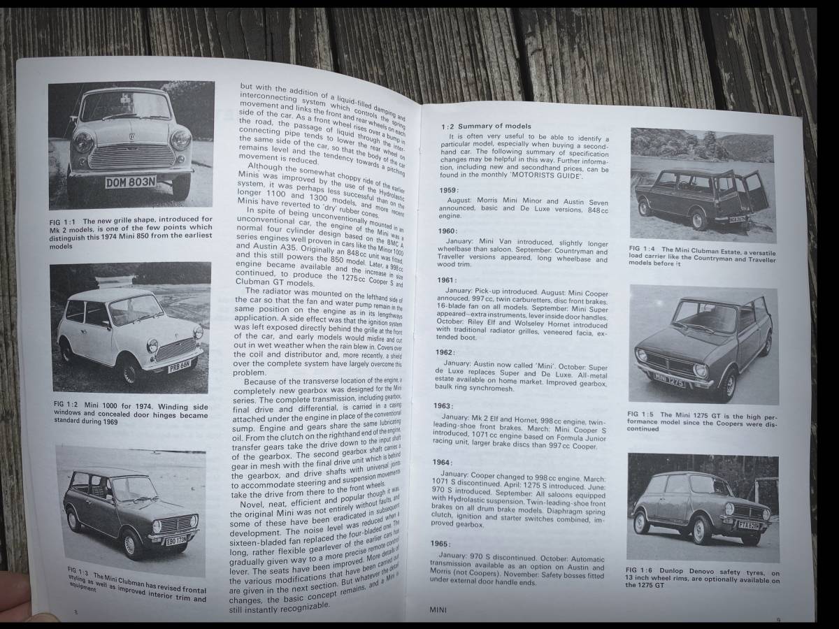 Handybooks* owner's hand book MINI 1959~ Handybooks* Britain made BMC Mini / Rover Mini /MINI1275GT/Coopes S/ Morris / Austin /