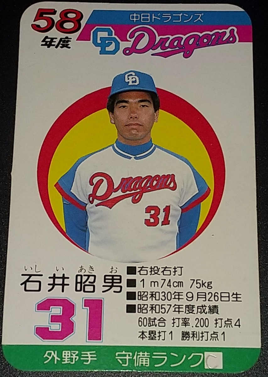 タカラプロ野球カード58年度中日ドラゴンズ-