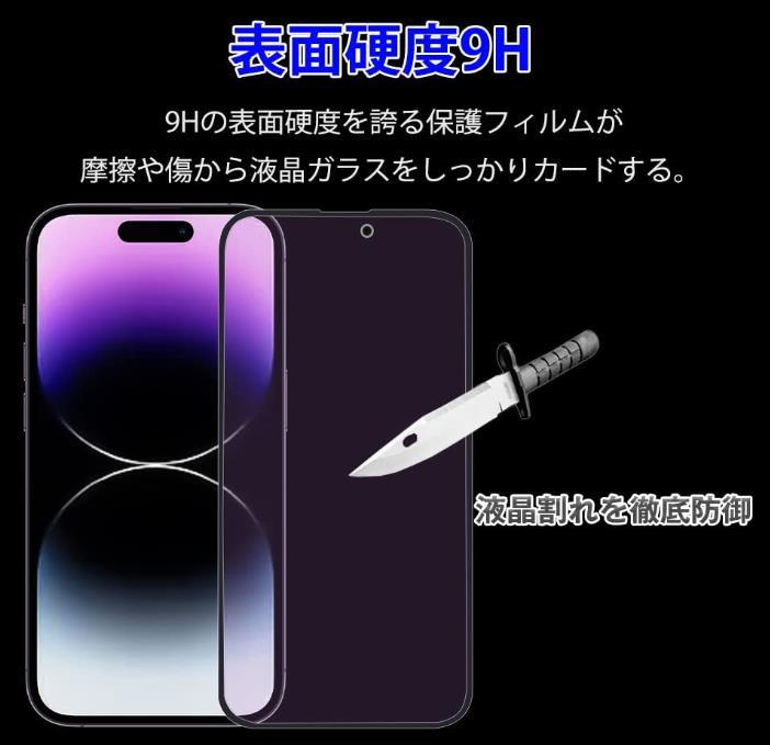 ［２枚セット］iphone14 Promax AG ガラス フィルム ブルーライトカット マット アンチグレア 艶消し 全面保護 全面吸着 反射防止 指紋防止