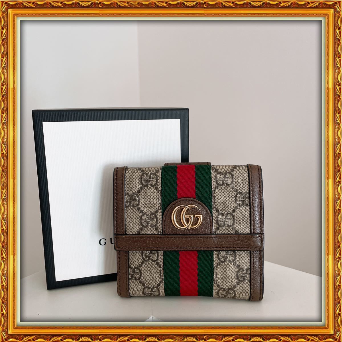 送料無料　大人気　GUCCI グッチ　オフィディア GG フレンチフラップウォレット 二つ折財布　レディース_画像1