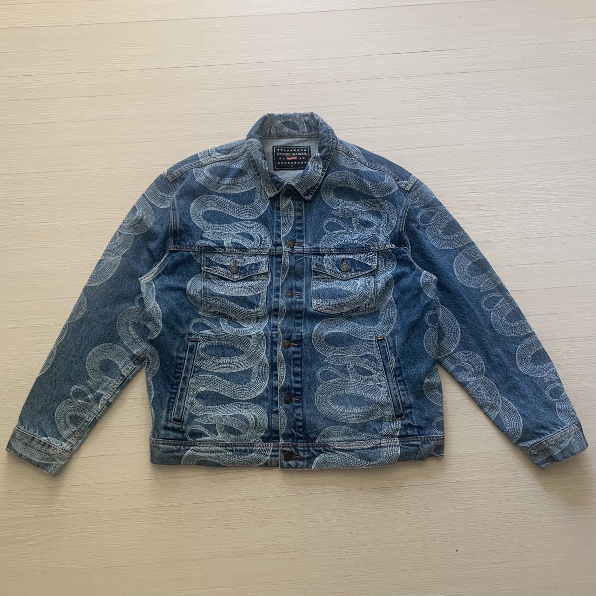 M SUPREME HYSTERIC GLAMOUR Snake Denim Trucker Jacket Gジャン ビンテージ デニム ジャケット ヒス 木村拓哉 キムタク Mサイズ