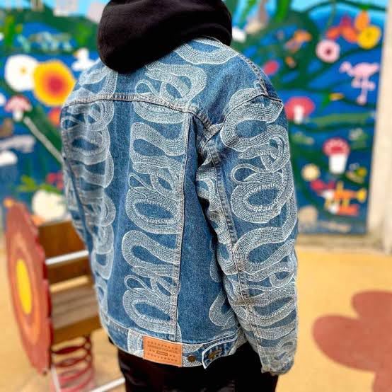 M SUPREME HYSTERIC GLAMOUR Snake Denim Trucker Jacket Gジャン ビンテージ デニム ジャケット ヒス Mサイズ_画像6