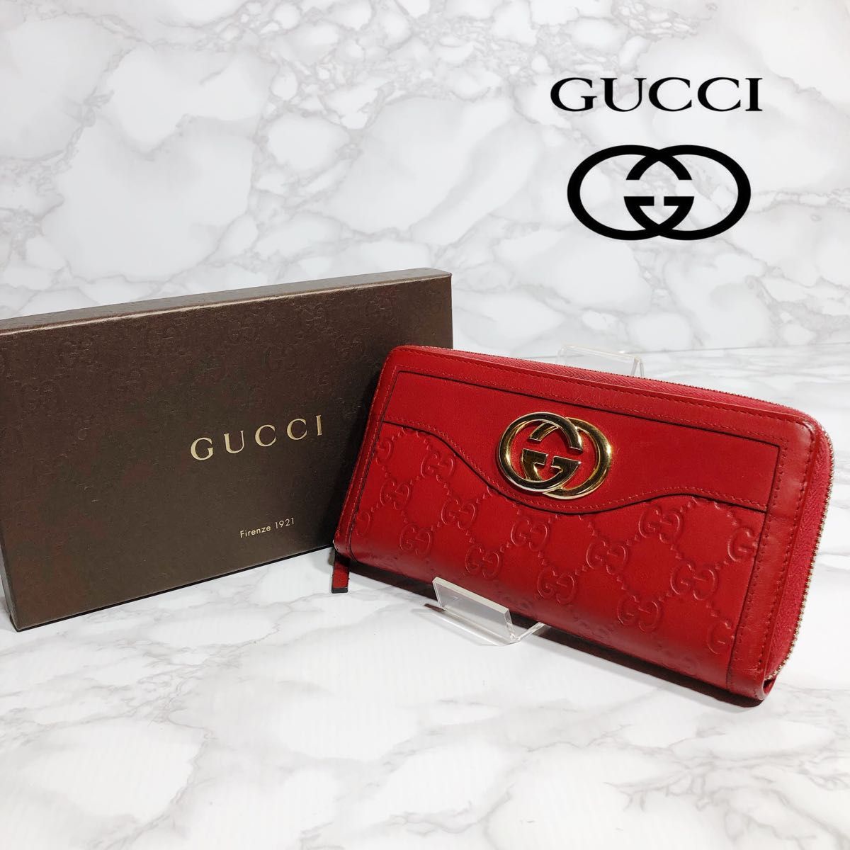 GUCCI グッチ 長財布 ラウンドファスナー インターロッキング