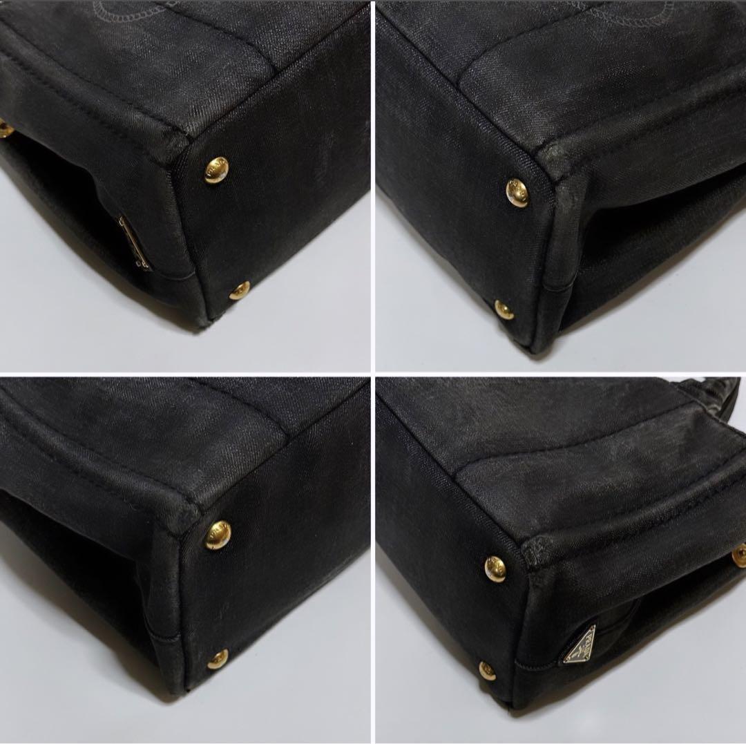 美品】プラダ カナパS トートバッグ 2way 三角ロゴ デニム ブラック