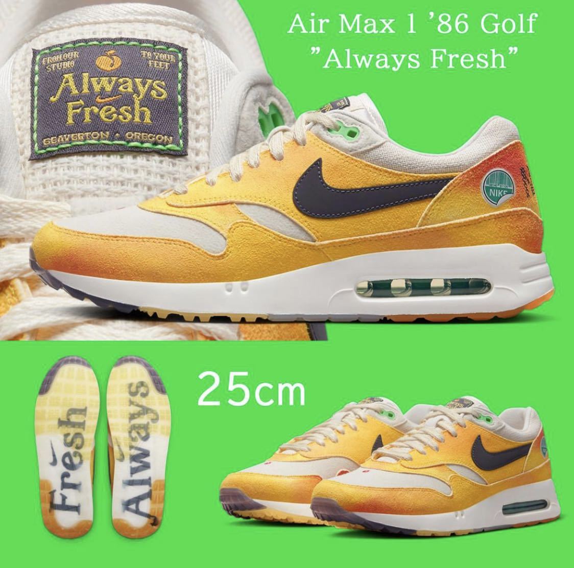 【送料無料】【新品】25㎝　Nike Air Max 1 '86 Golf Always Fresh ナイキ エアマックス1 '86 ゴルフ オールウェイズ フレッシュ_画像1