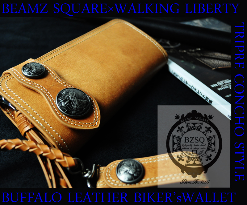 [ free shipping ]1555* Buffalo leather Biker z wallet * water cow leather Triple Conti . long wallet * wild . Rider's hardness wallet * popular 