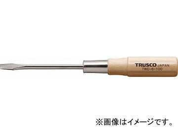 トラスコ中山/TRUSCO 木柄普通ドライバー 刃先-6 100mm TWD6100(4499565) JAN：4989999276619_画像1