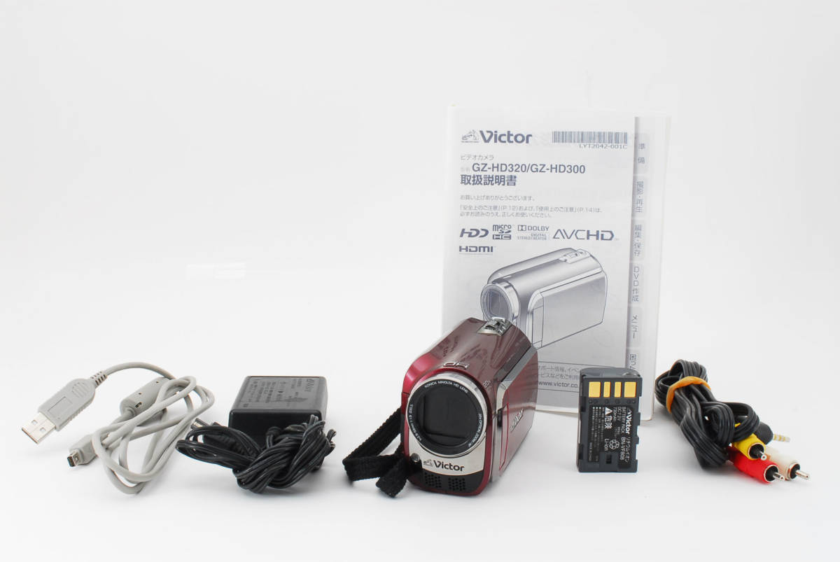 ★良品★ ビクター Victor Everio GZ-HD300-R 20x 2.9-58mm F1.9 バッテリー付き ビデオカメラ #7018の画像1