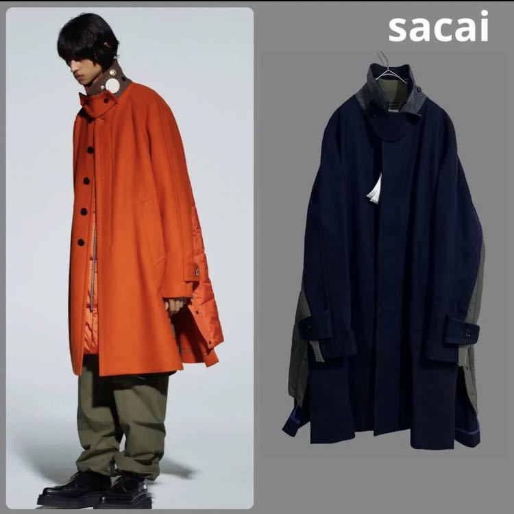 高知インター店】 2021年サカイ異素材ドッキングロングコート sacai 限定特価】2021年サカイ異素材ドッキングロングコート 