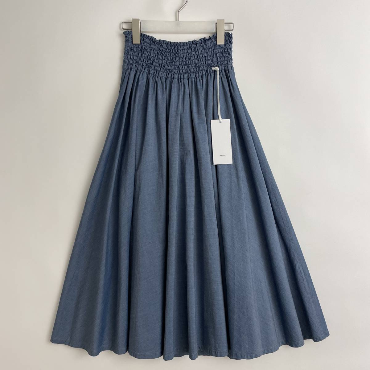 【美品】Graphpaper -Dungaree Shirring Skirt- size/0 日本製 kb グラフペーパー ダンガリー シャーリング スカート インディゴ コットン