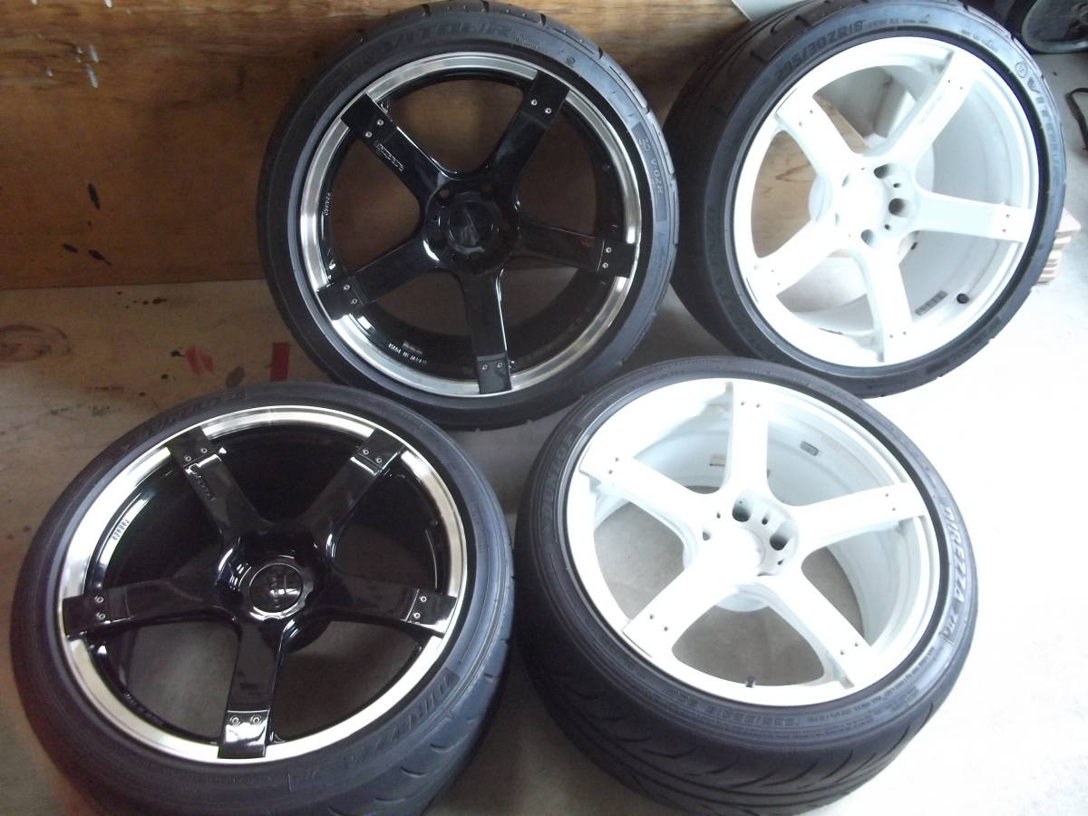 Prodrive軽量鍛造プロドライブGC-05N18インチ-PCD114.3-5Hの9.5J-OFF+25と10.5J-OFF+15おまけタイヤ付左右色違い