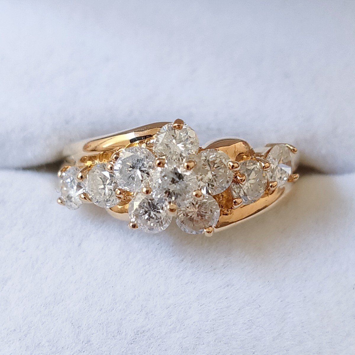 現品限り一斉値下げ！】 ダイヤモンド フラワー リング K18YG 1.00ct