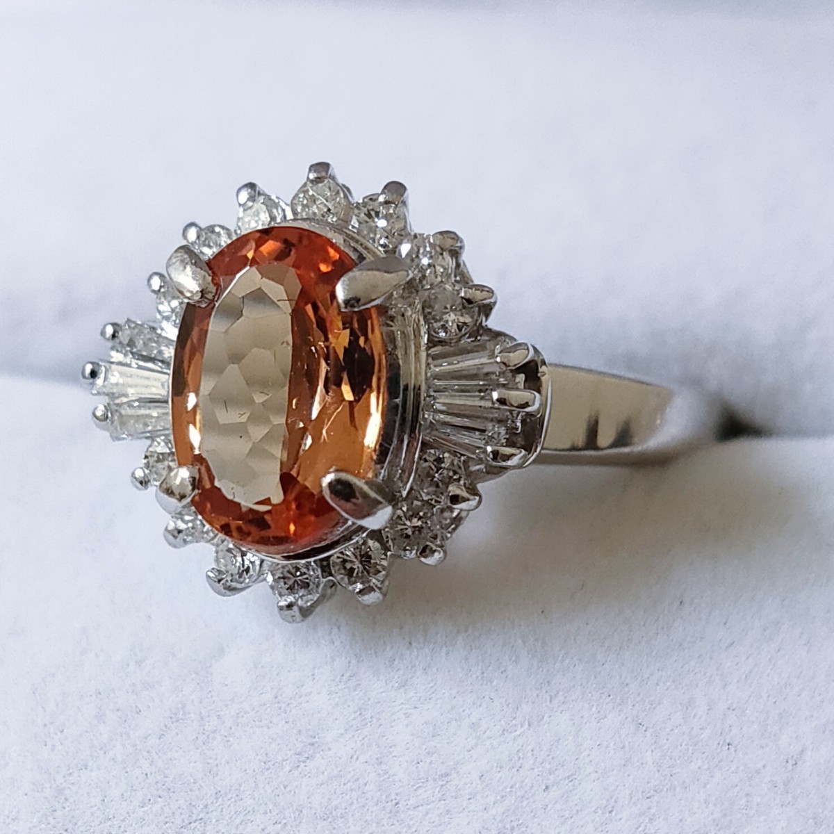 ダイヤモンド×インペリアルトパーズ リング Pt900 1.35ct 0.35ct 6.3g