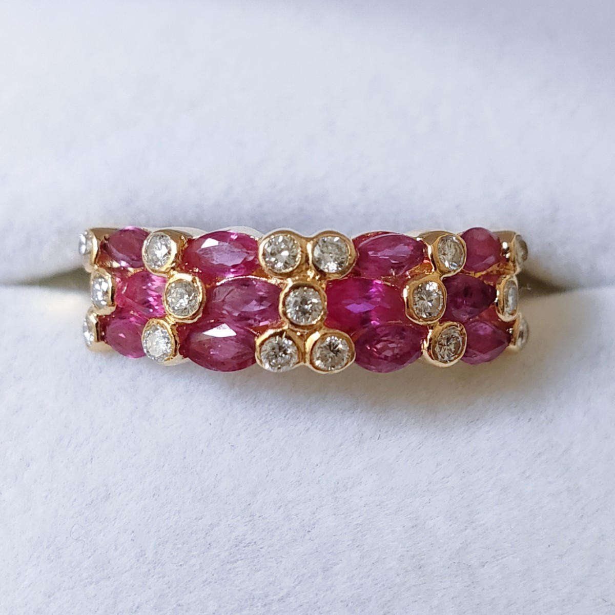 ダイヤモンド×ルビー リング K18YG 1.07ct 0.27ct 5.3g