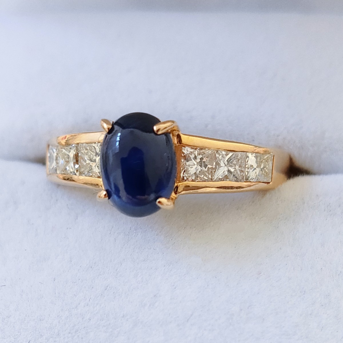 ダイヤモンド×サファイア リング K18YG 1.85ct 0.84ct 5.0g