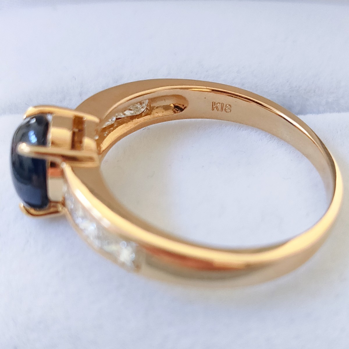 ダイヤモンド×サファイア リング K18YG 1.85ct 0.84ct 5.0g