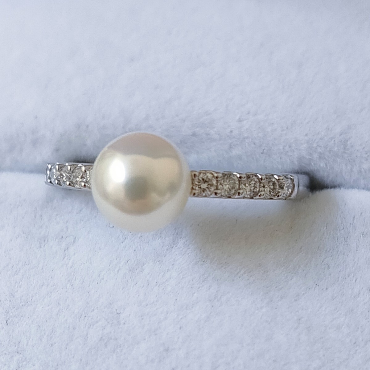 スタージュエリー ダイヤモンド×パール リング Pt950 6.1mm 0.14ct 3.2