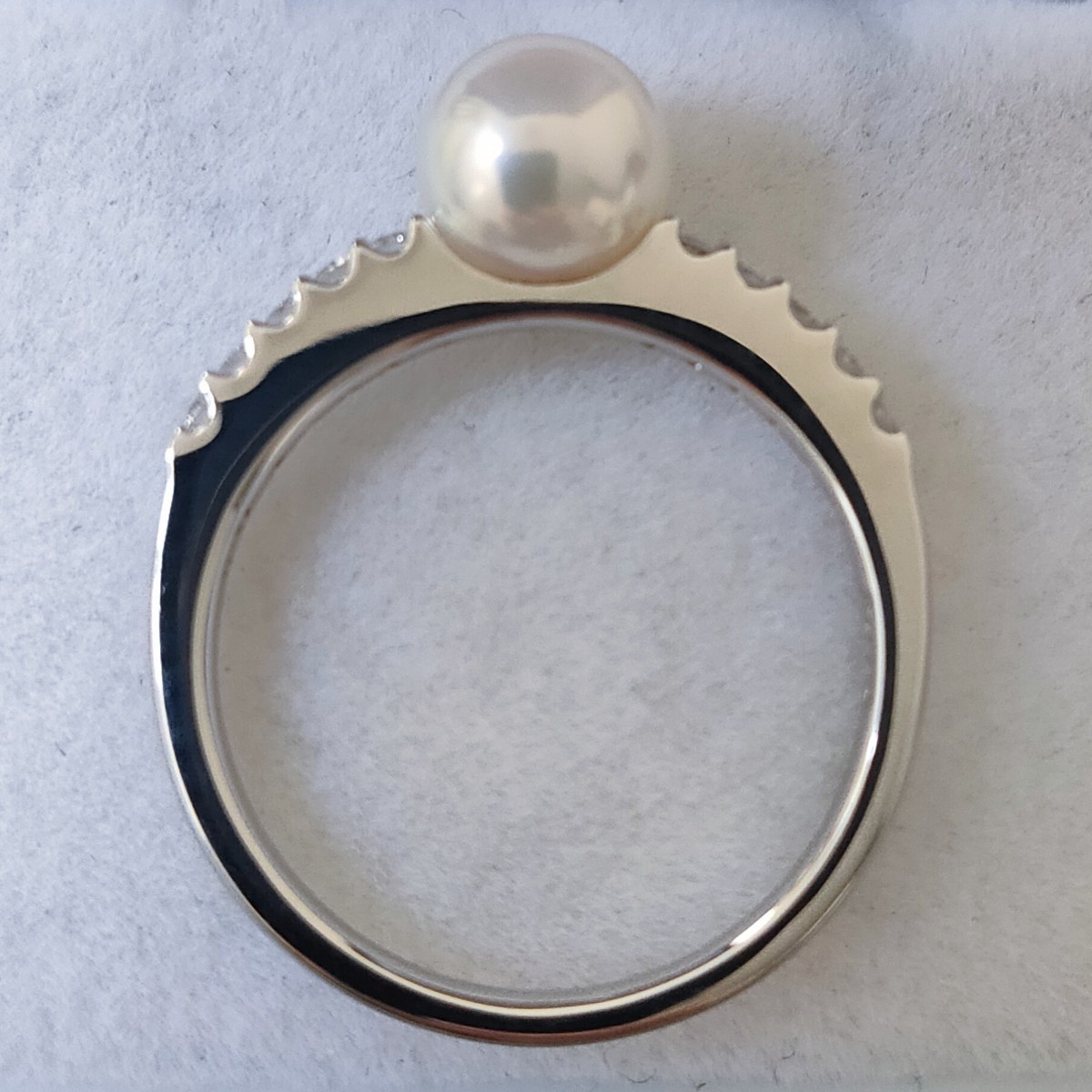 スタージュエリー ダイヤモンド×パール リング Pt950 6.1mm 0.14ct 3.2