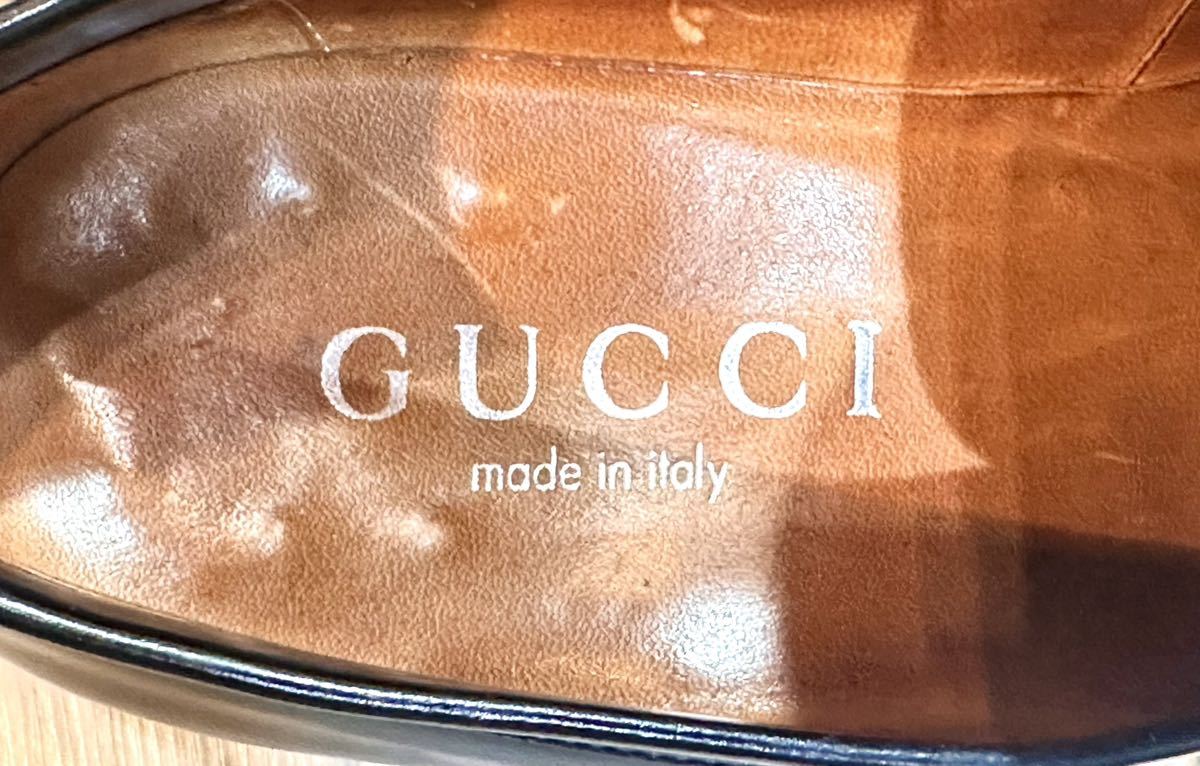 GUCCI グッチ◆25cm 40.5 E◆ビットローファー モカシン レザーソール 革靴 本革 ビジネスシューズ ドレスシューズ 靴 Italy製 メンズ 黒_画像10