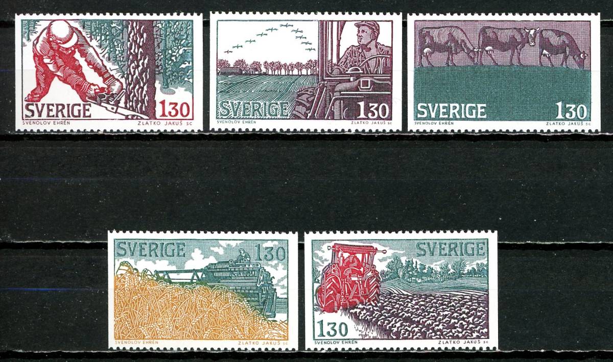 ∞スウェーデン 1979年 農業 SC#1280~84 未使用NH 5種完の画像1