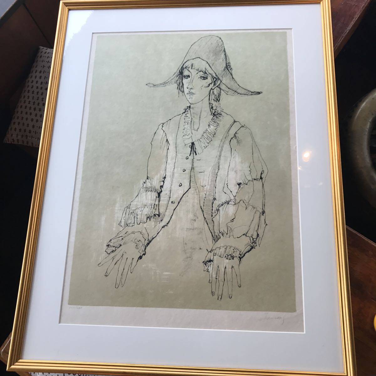 ジャン ジャンセン jean jeanse「小さなピエロ」絵画 額付き 箱付き